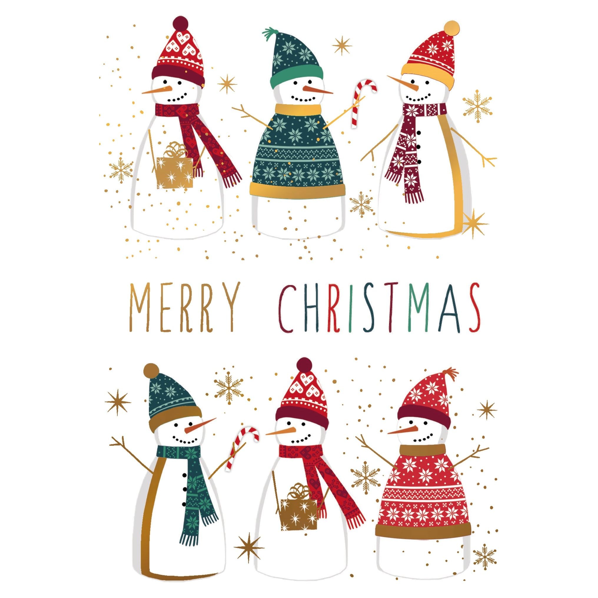 Snowmen In Hats Christmas Card Sara Miller